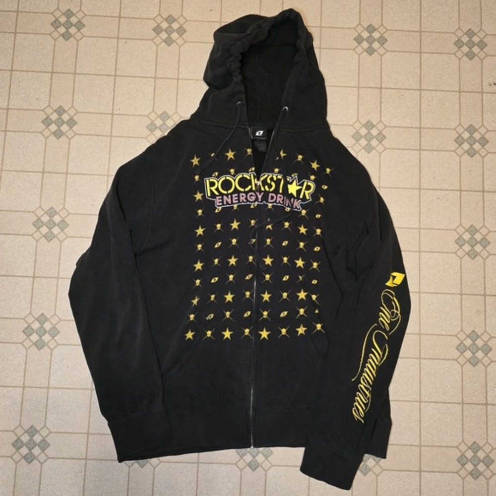 One Industries Rockstar Energy Y2k full‎ zip sweatshirt Black Sz XXL Grunge